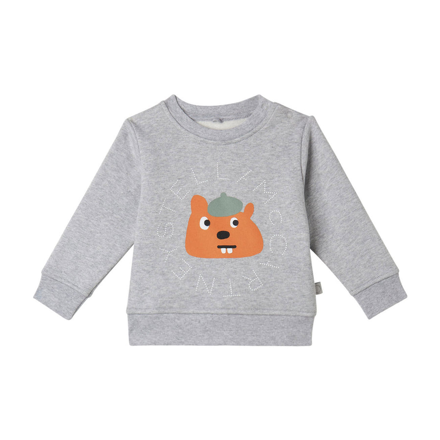 Stella McCartney Grey Squirrel Logo Disc Baby Sweatshirt
