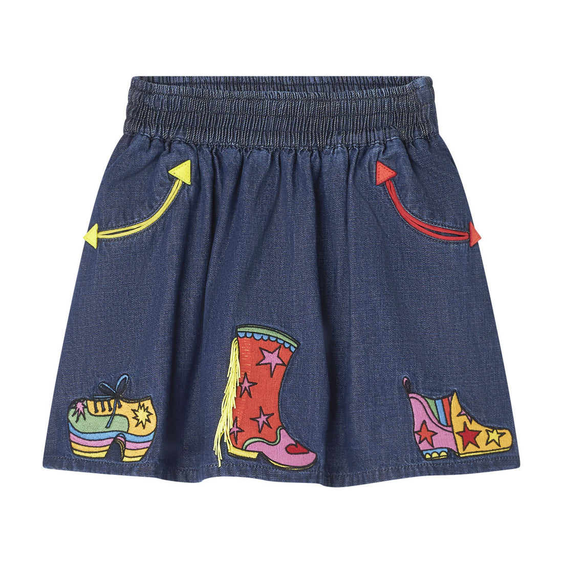 Stella McCartney Navy Embroidered Shoes Denim Skirt