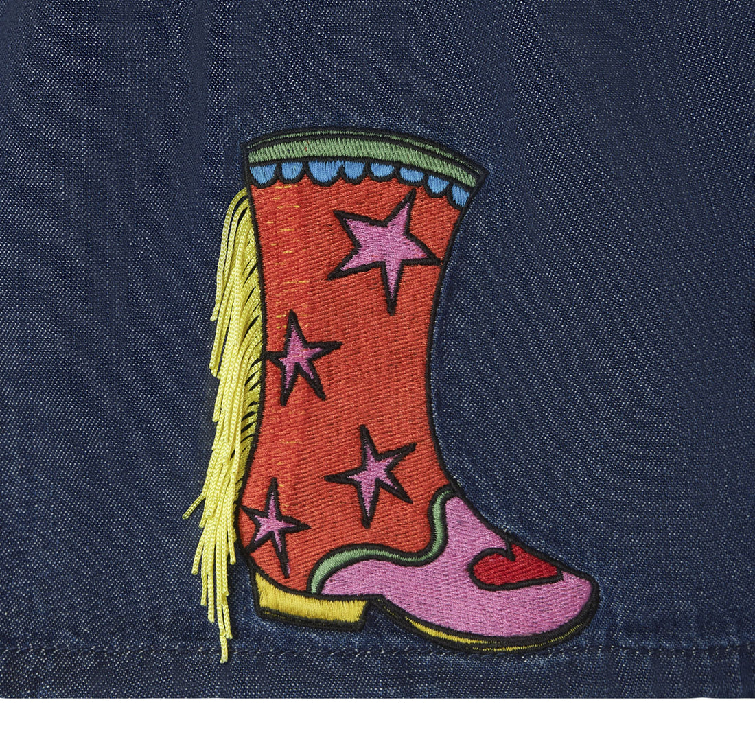 Stella McCartney Navy Embroidered Shoes Denim Skirt