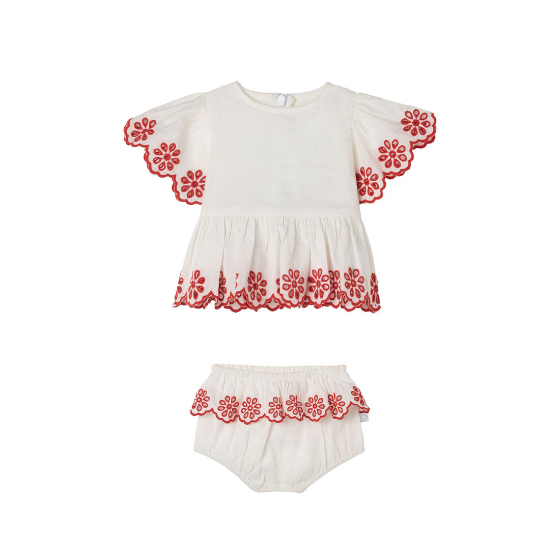 Stella McCartney White Linen Top And Bloomers Set