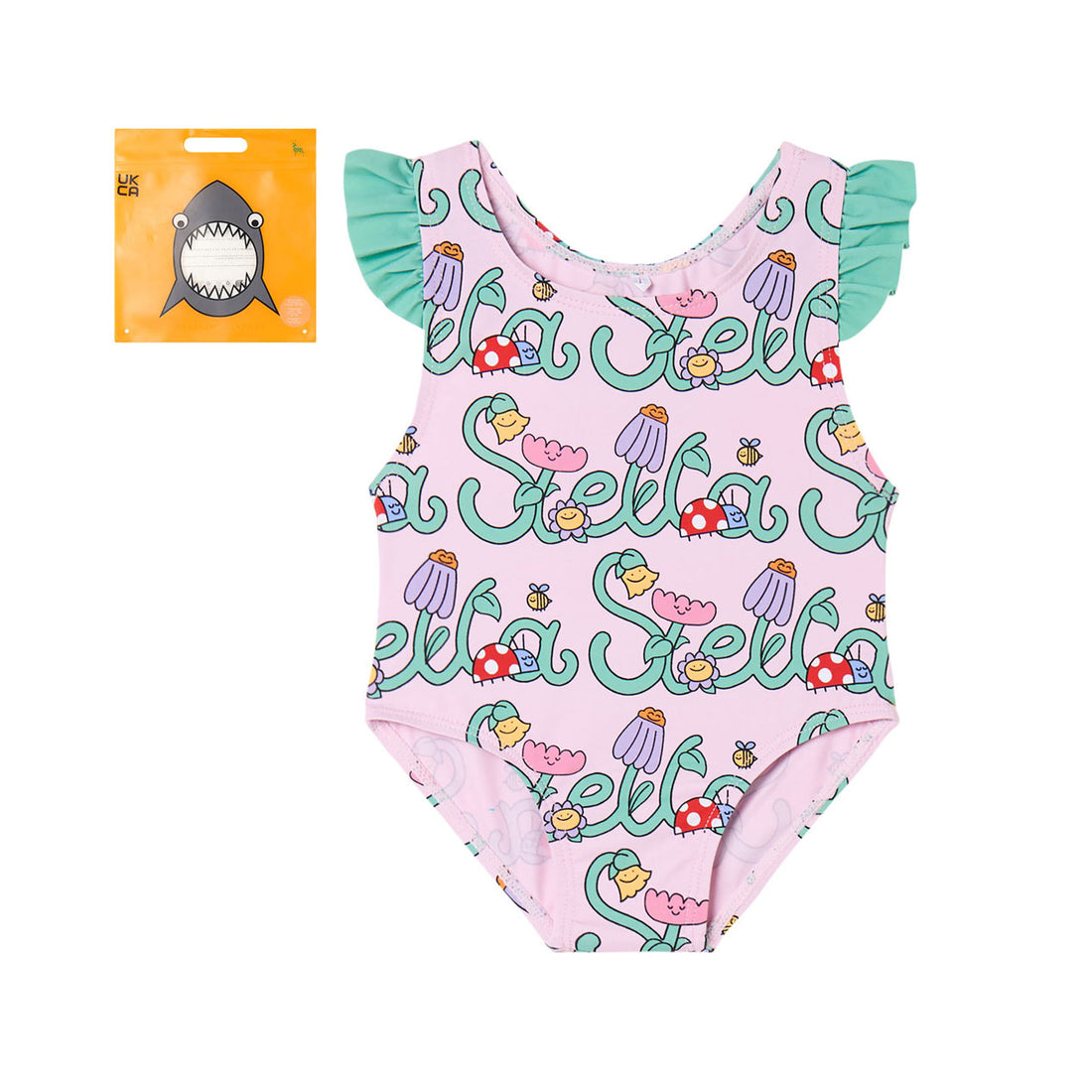 Stella McCartney Pink Stella Lettering Baby Swimsuit