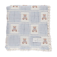 Bebe Organic Blue Teddy Patchwork Blanket