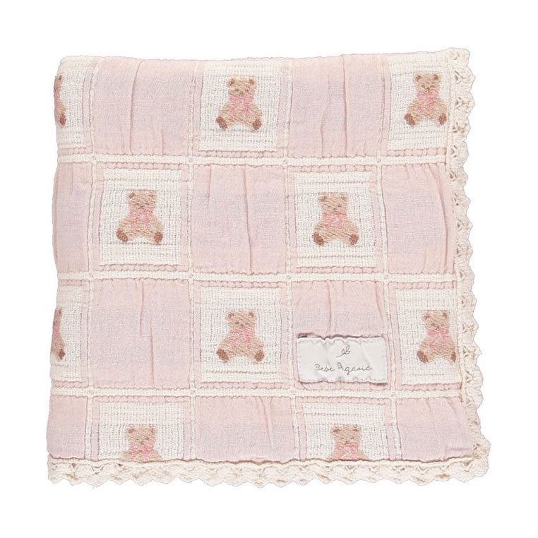 Bebe Organic Mauve Teddy Patchwork Blanket