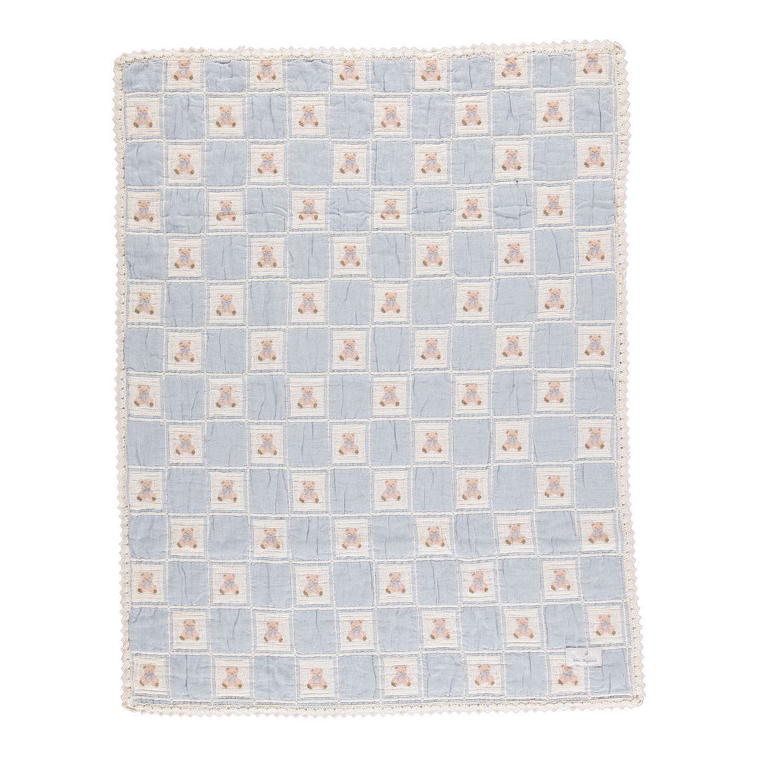Bebe Organic Blue Teddy Patchwork Blanket