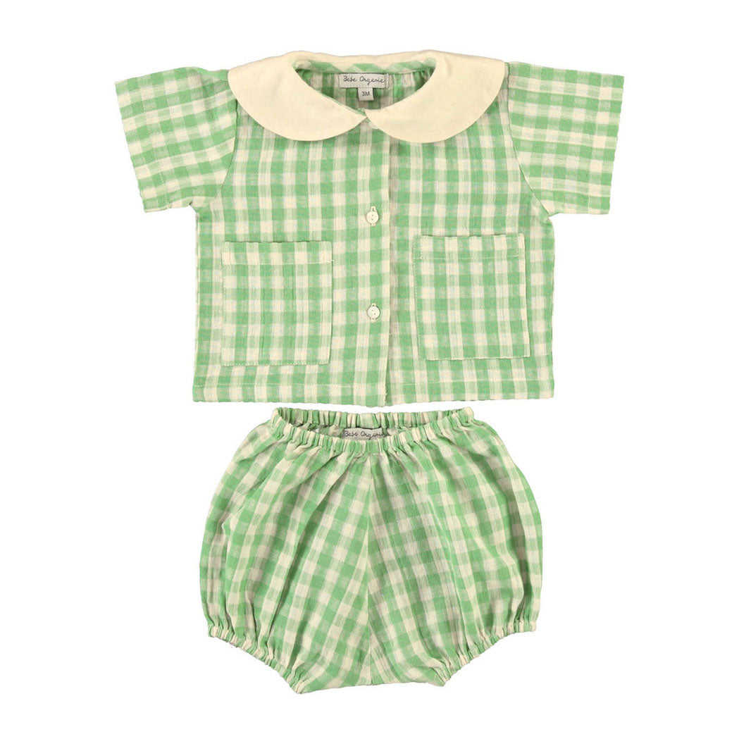 Bebe Organic Green Gingham Teo Baby Set