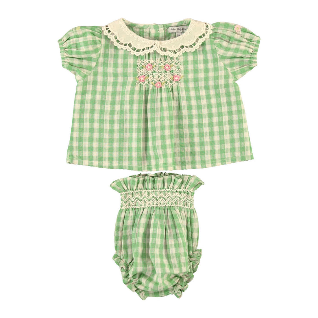 Bebe Organic Green Gingham Tilia Baby Set