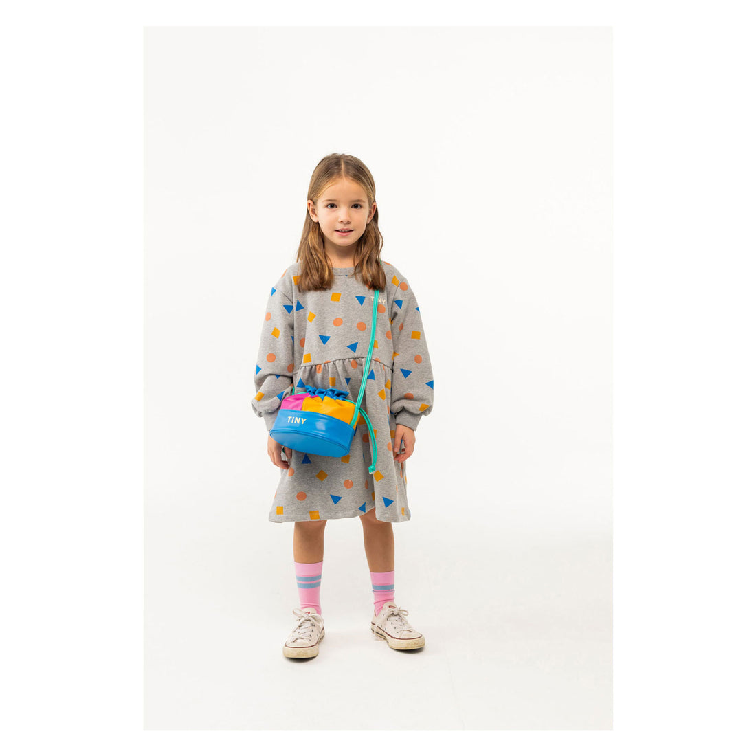 Tiny Cottons Medium Grey Heather Geometric Dress