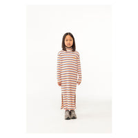 Tiny Cottons Light Cream Stripes Mockneck Dress