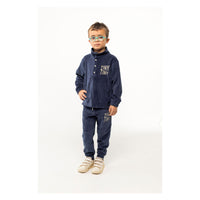 Tiny Cottons Navy Tiny Waves Mockneck Sweatshirt