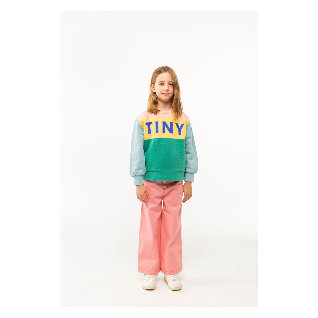 Tiny Cottons Wild Rose/Emerald Colorblock Sweatshirt