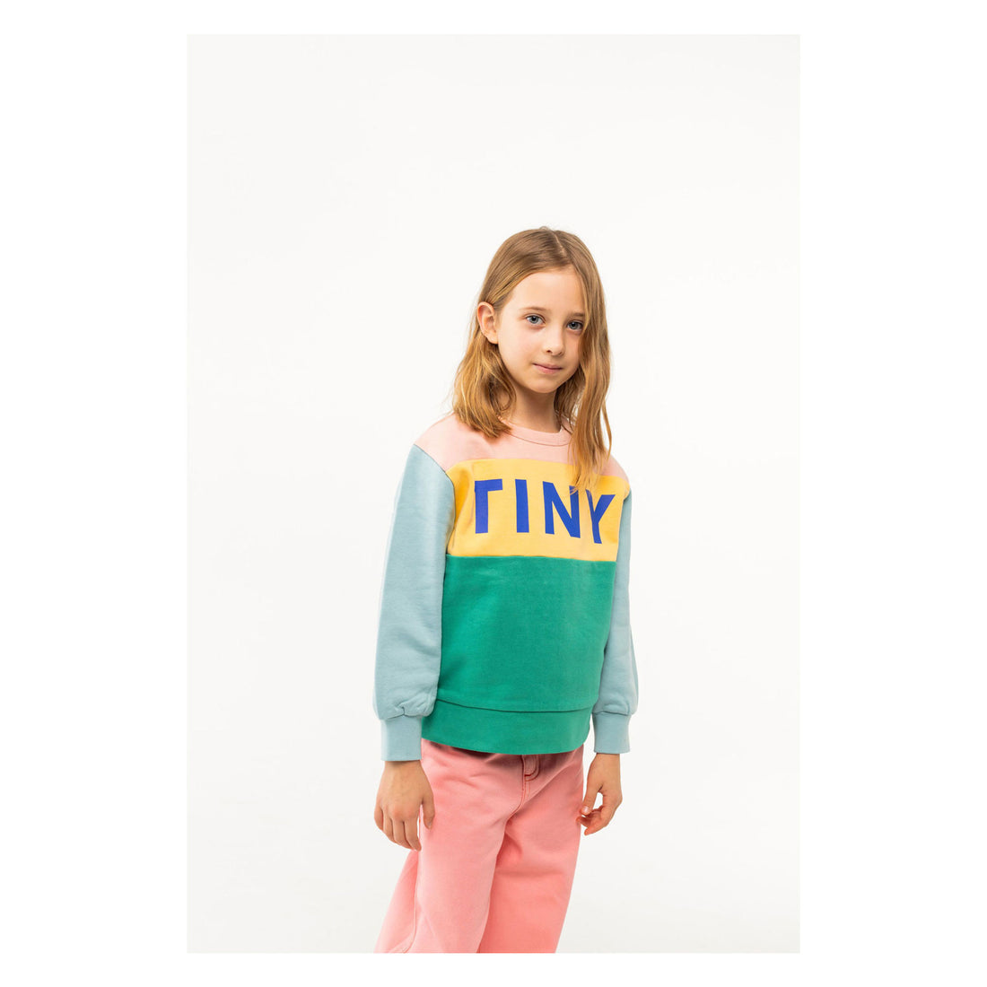 Tiny Cottons Wild Rose/Emerald Colorblock Sweatshirt