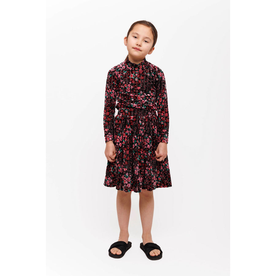 Olivia Rohde Black/Pink Floral Velvet Turtleneck