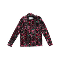 Olivia Rohde Black/Pink Floral Velvet Turtleneck