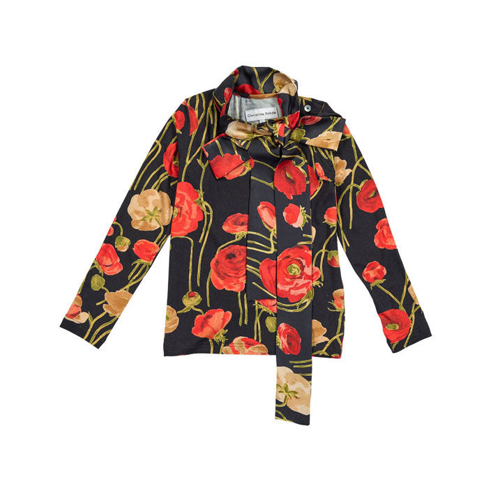 Christina Rohde Black/Red Floral Blouse