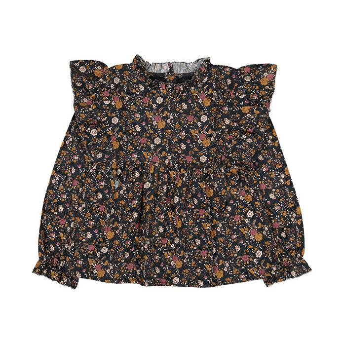 Louis Louise  Black Romantic Flower Amande Tunic