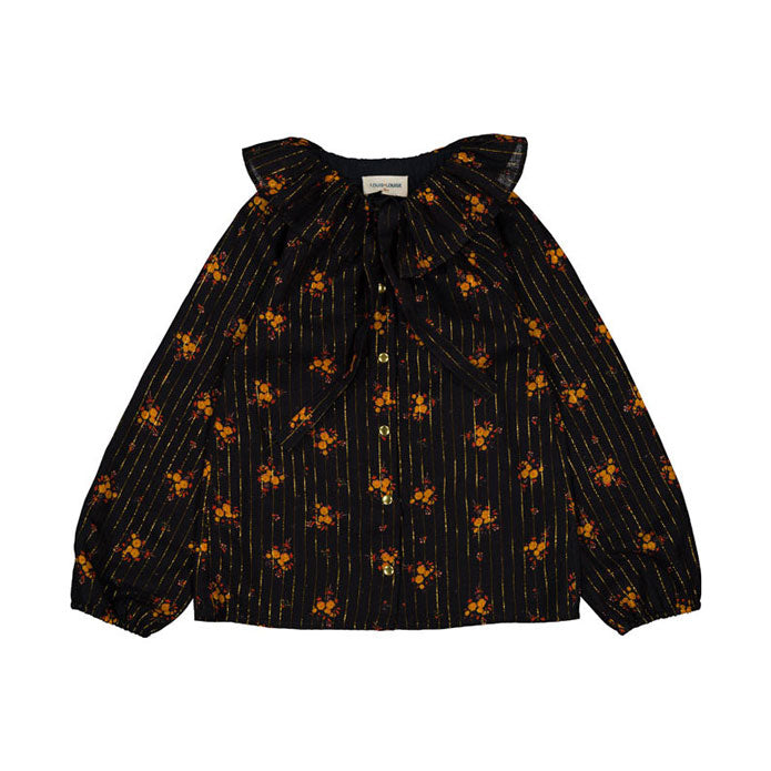 Louis Louise Black Romantic Flower Lurex Angele Blouse