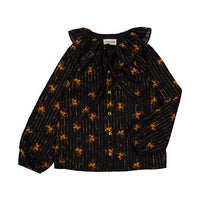 Louis Louise Black Romantic Flower Lurex Angele Blouse