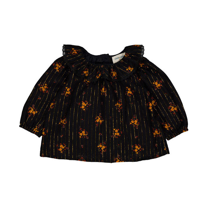 Louis Louise Black Romantic Flower Lurex Lissou Baby Blouse