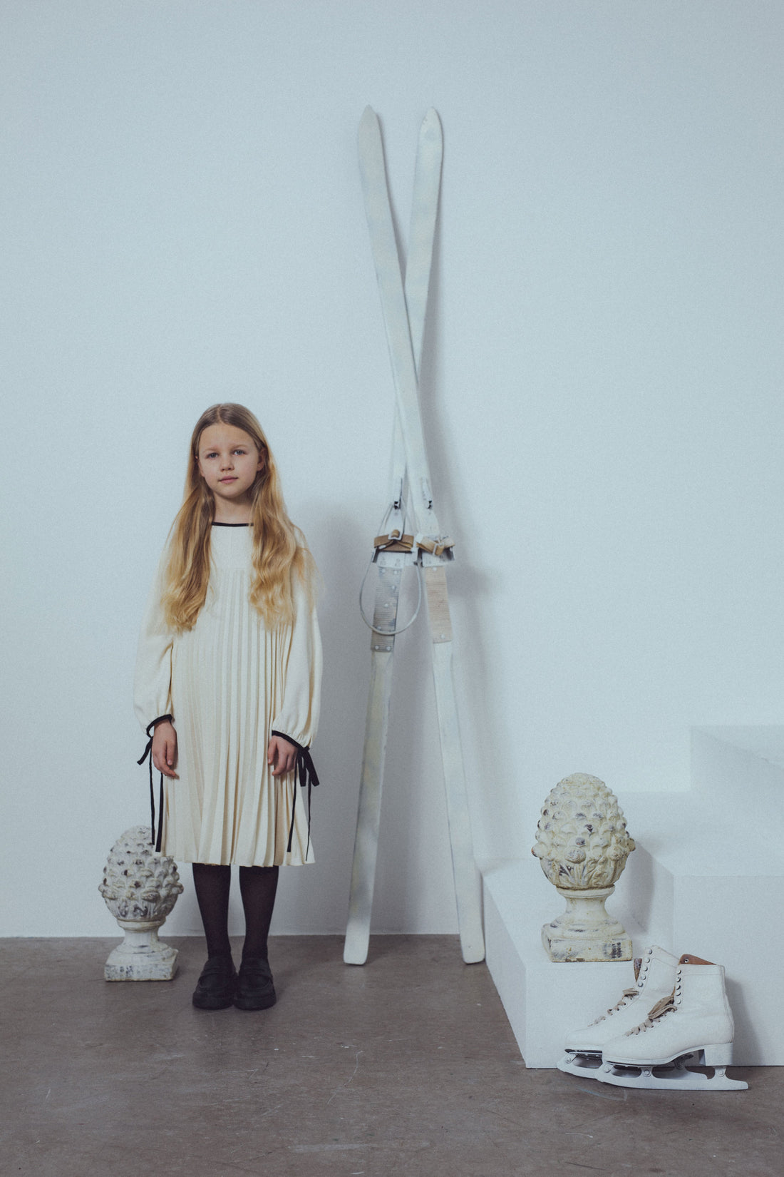 Unlabel Vanilla/Black Pleated Dress
