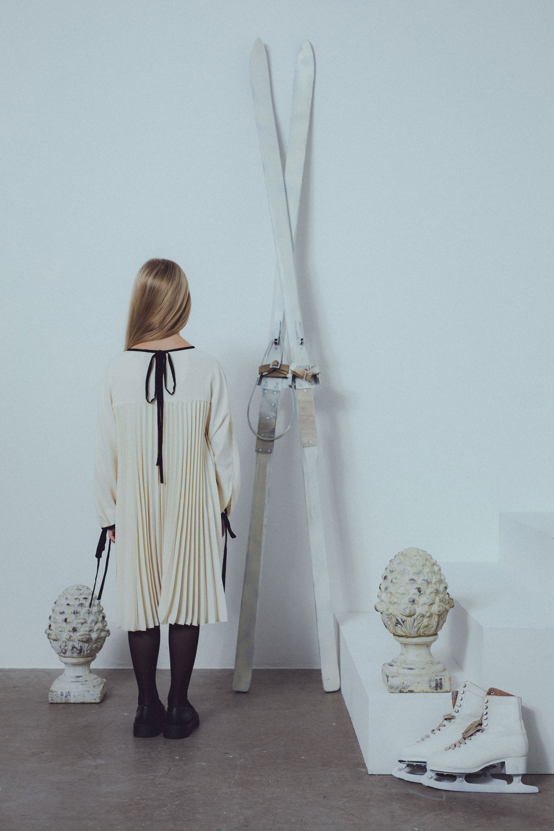Unlabel Vanilla/Black Pleated Dress