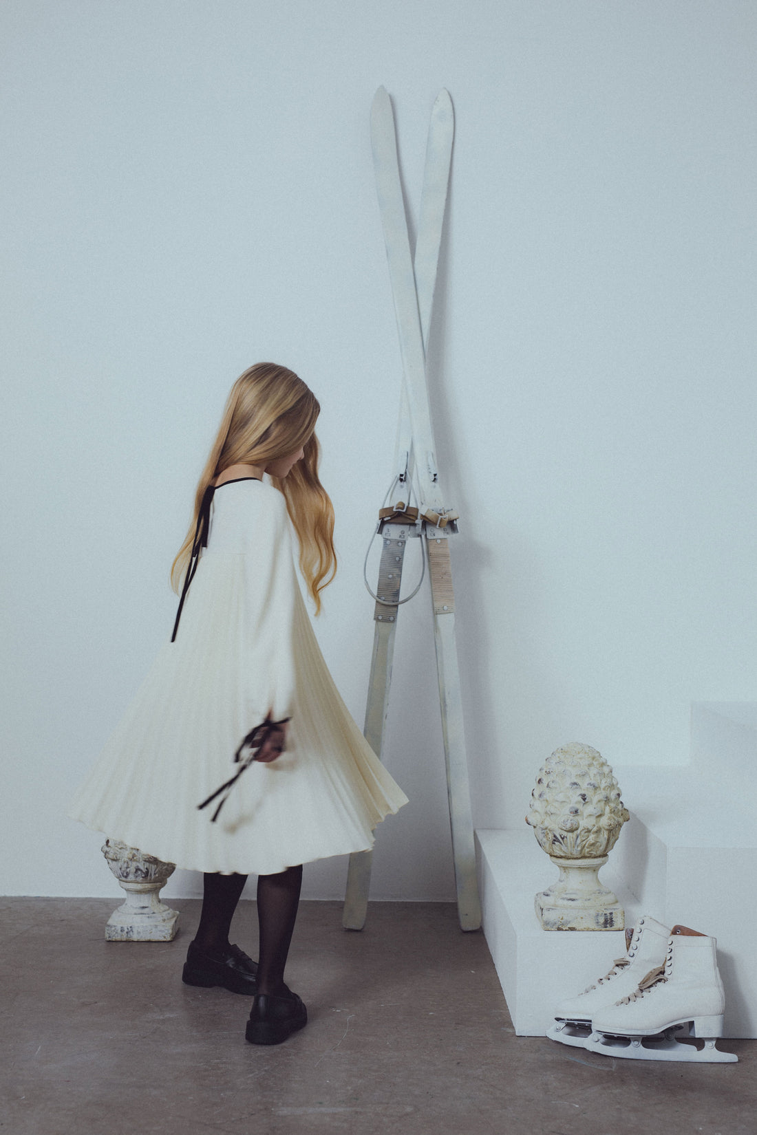 Unlabel Vanilla/Black Pleated Dress