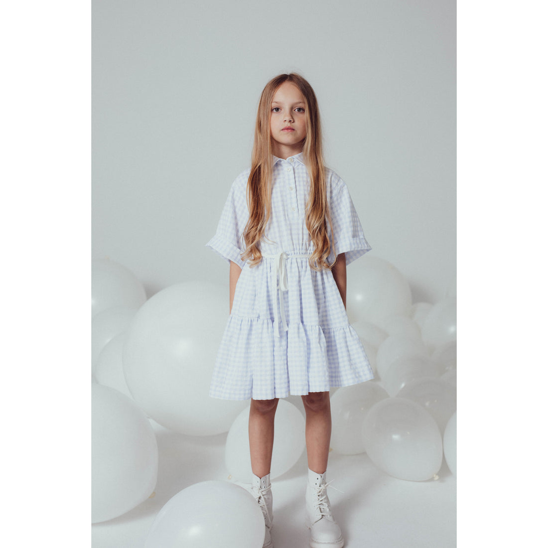 Unlabel Sky Blue Checks Nova Dress