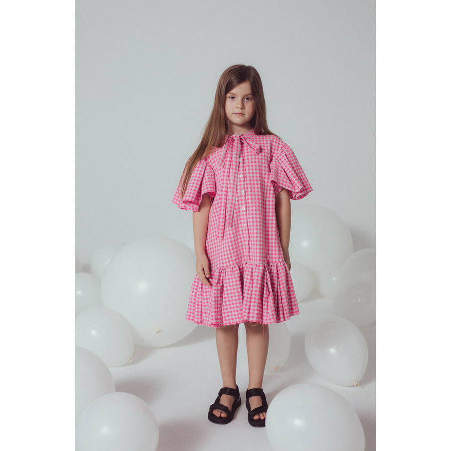 Unlabel Pink/Grey Checks Pearl Dress  Ladida