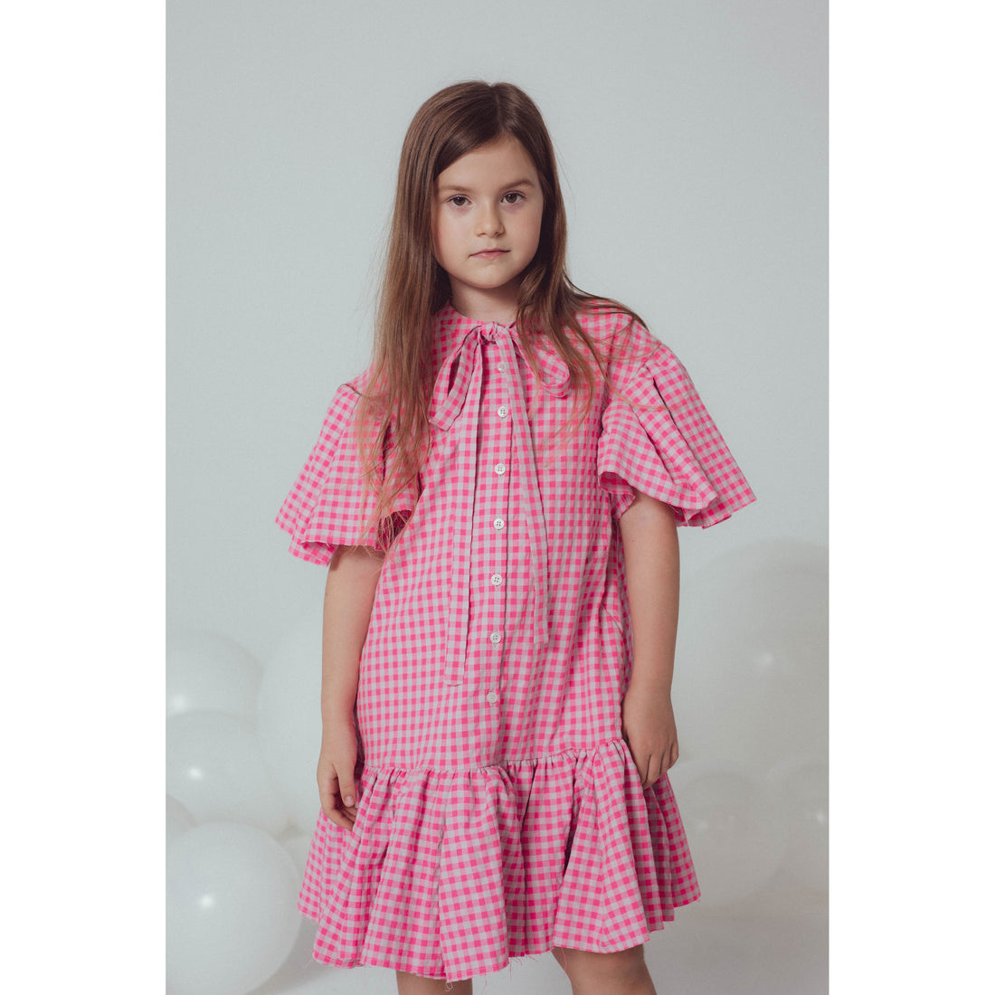 Unlabel Pink/Grey Checks Pearl Dress