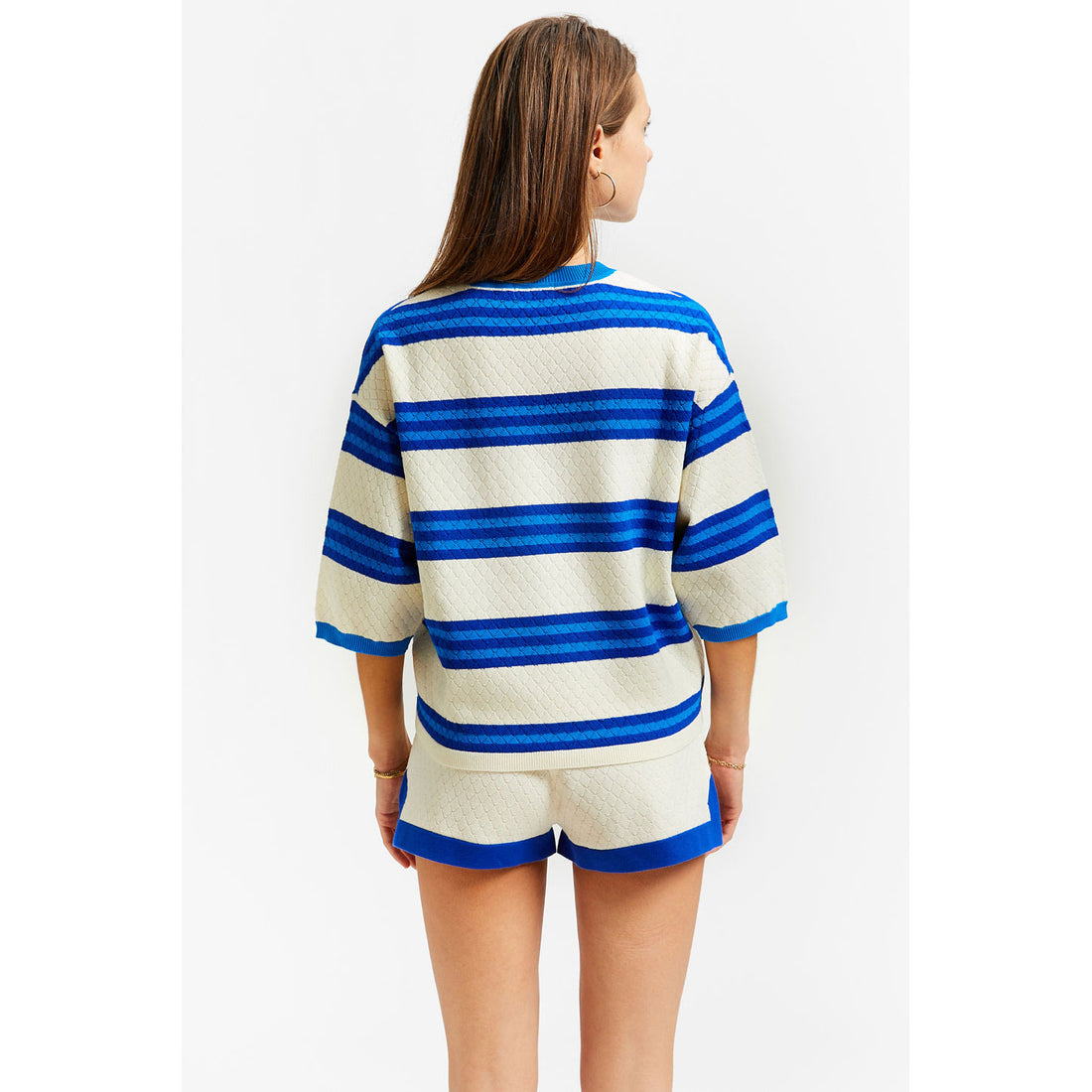 Indee Blue Stripe Velvet Pullover