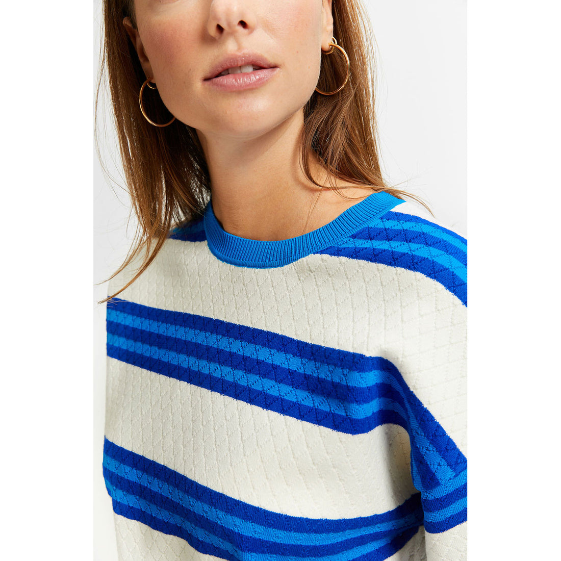 Indee Blue Stripe Velvet Pullover