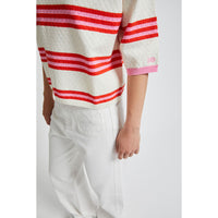 Indee Off White Stripe Velvet Pullover