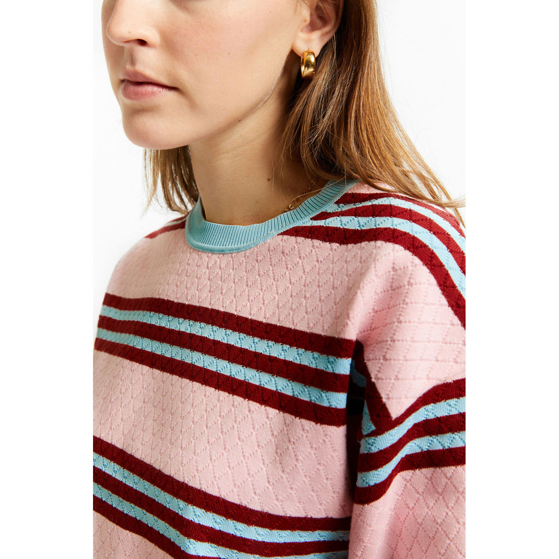 Indee Pink Stripe Velvet Pullover