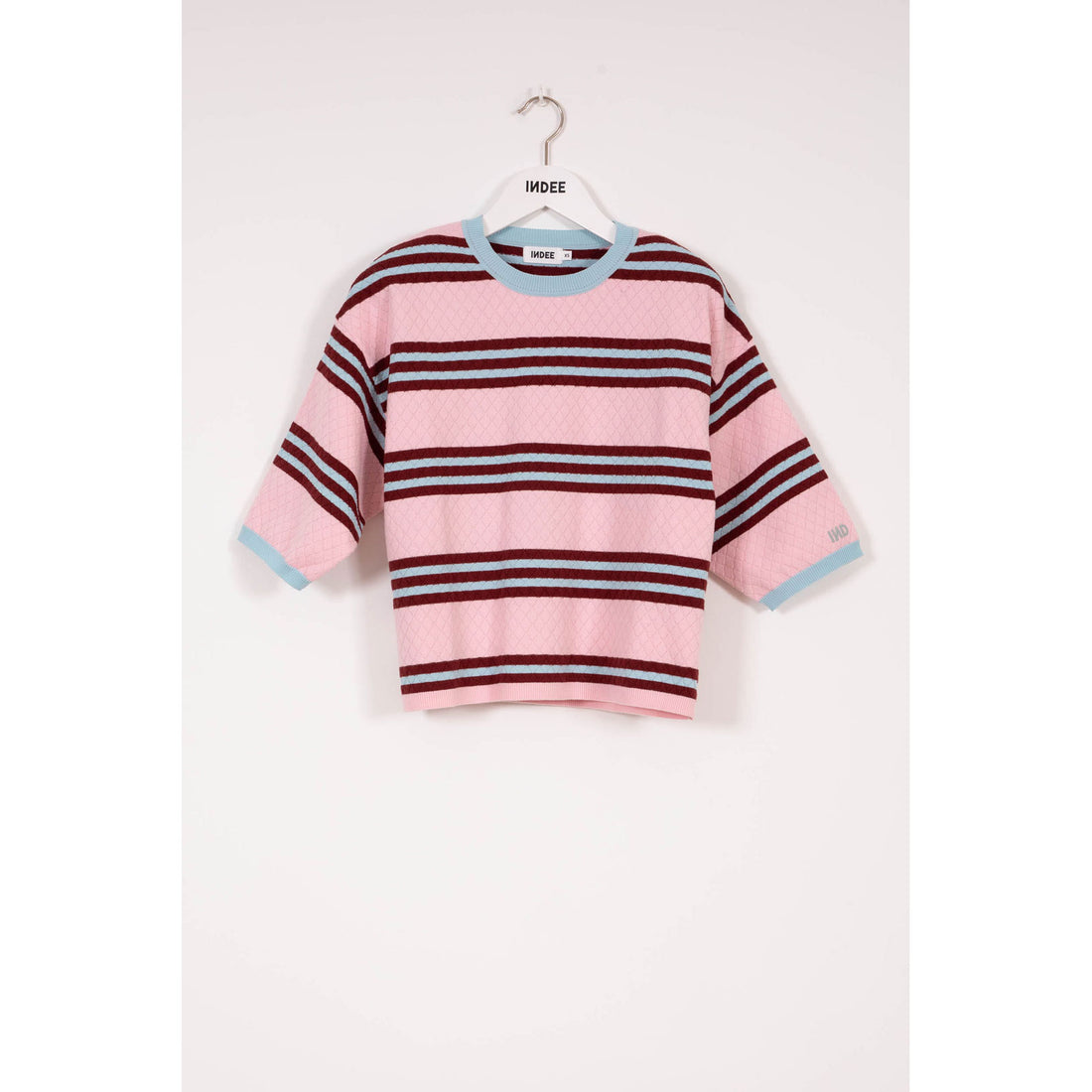 Indee Pink Stripe Velvet Pullover