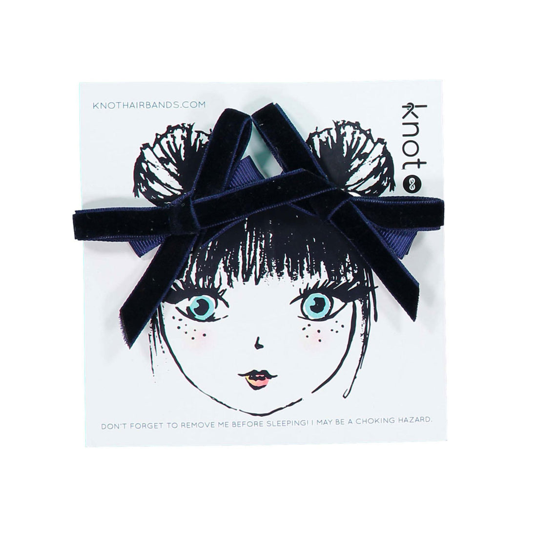 Knot Hairbands  Navy Velvet Ribbon Mini Bow Set