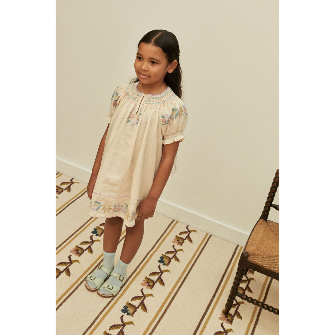 Apolina Cream Verna Smock Dress