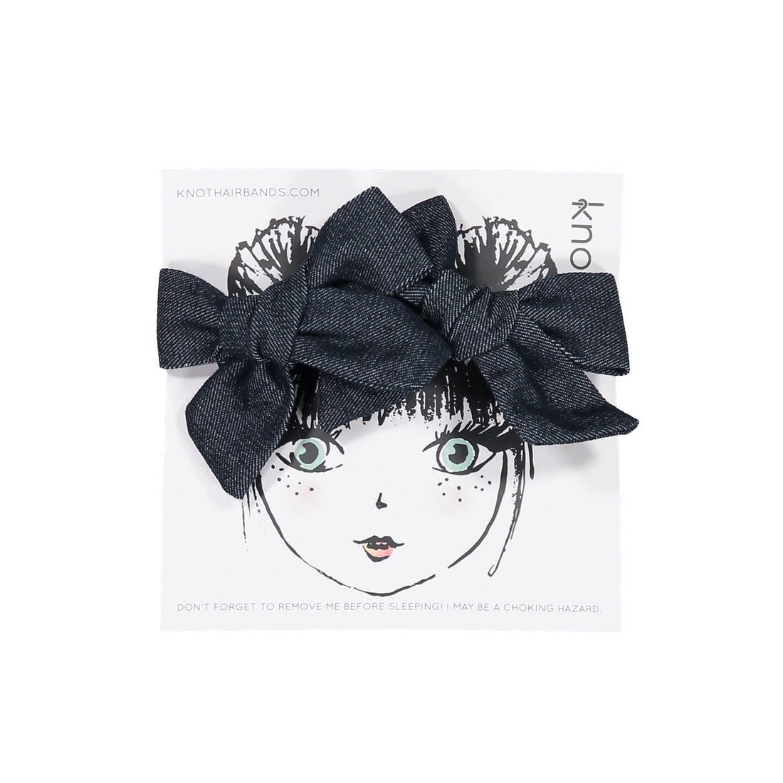 Knot Hairbands  Dark Wash Vintage Denim Bow Set