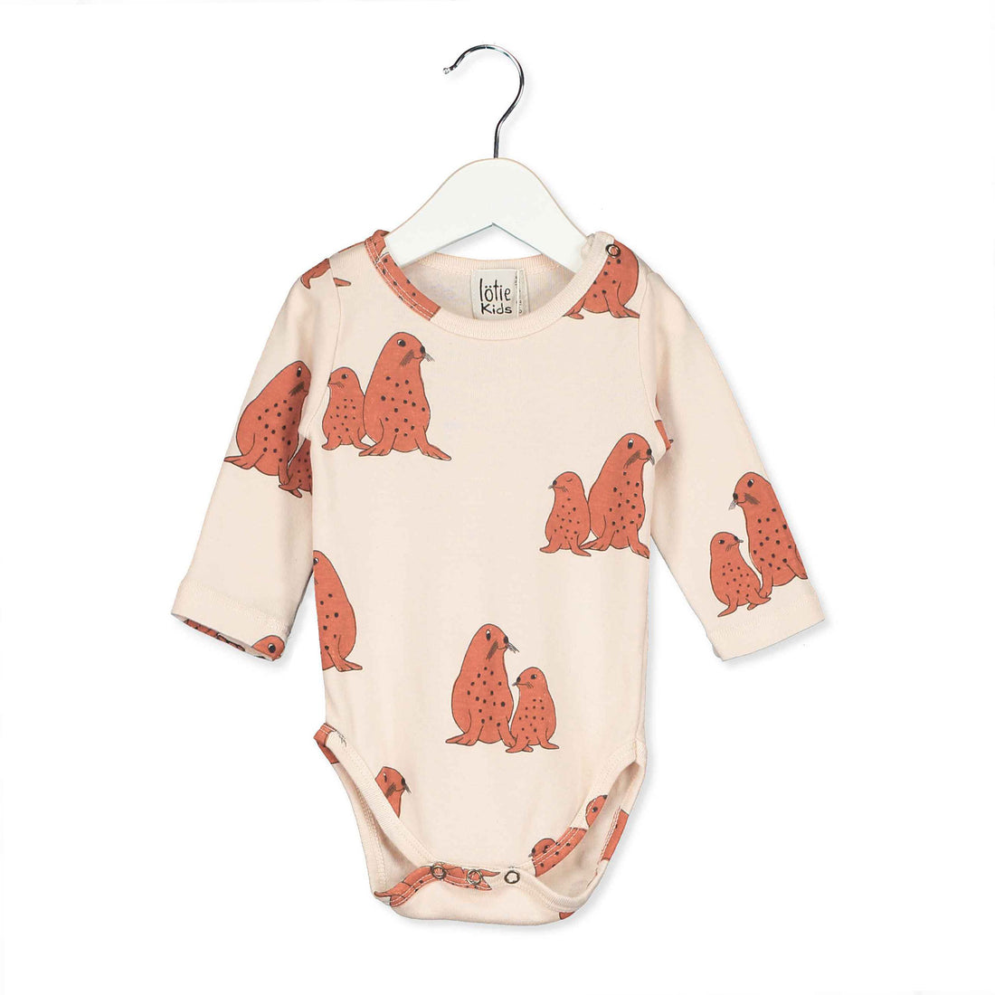 LotieKids Cream Seals Baby Longsleeve Bodie