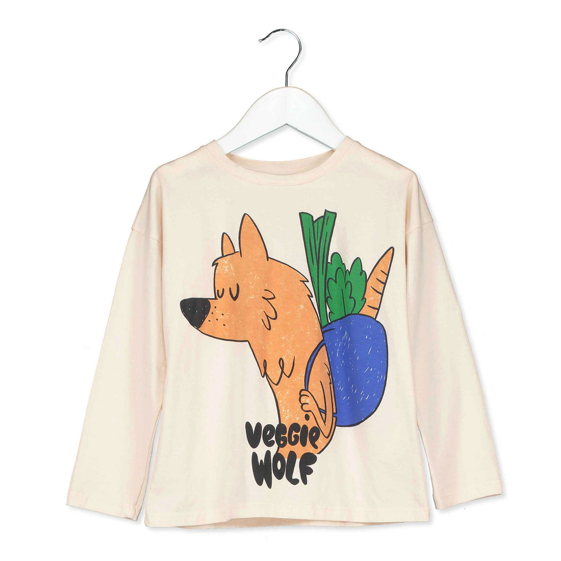 LotieKids Cream Veggie Wolf Long Sleeve Tshirt
