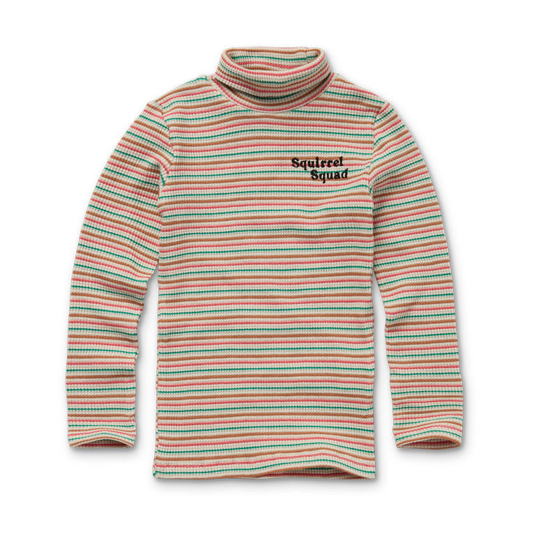 Sproet and Sprout Ivory Striped Squirrel Turtleneck