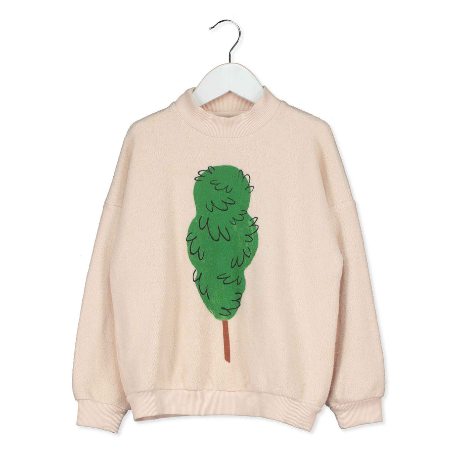 LotieKids Cream Big Tree Teddy Sweatshirt