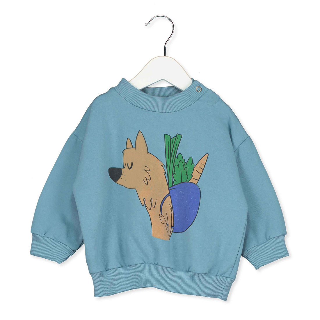 LotieKids Blue Veggie Wolf Baby Sweatshirt