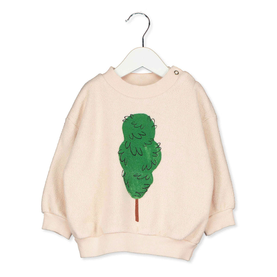 LotieKids Cream Big Tree Baby Teddy Sweatshirt