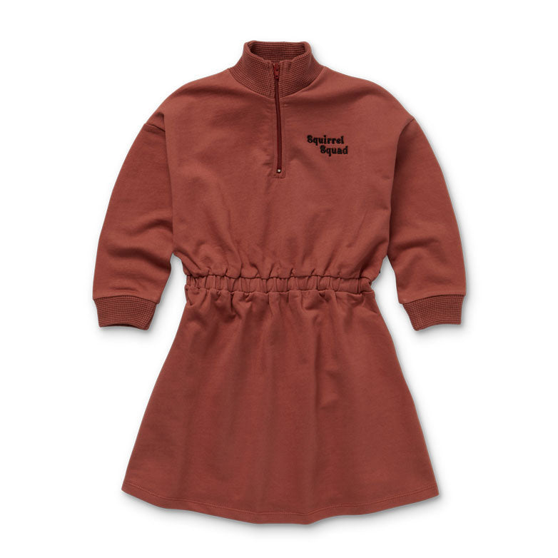 Sproet and Sprout Barn Red Squirrel Squad Mock Zip Dress