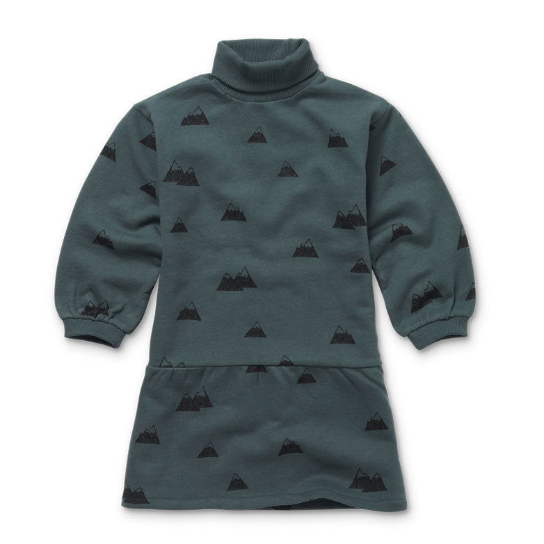 Sproet and Sprout Smoke Pine Mountain Print Turtleneck Dress