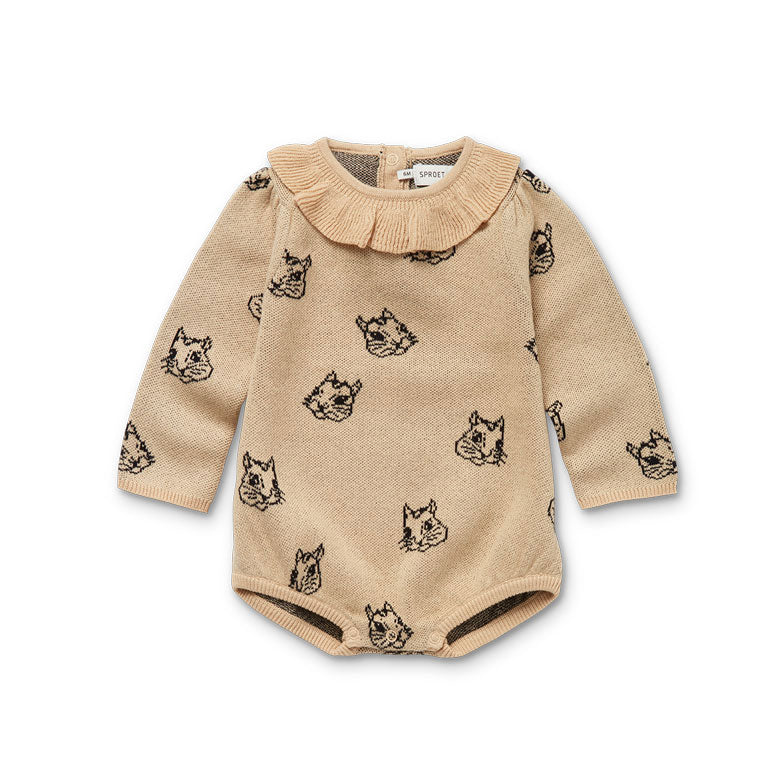 Sproet and Sprout Nougat Squirrel Knitted Romper