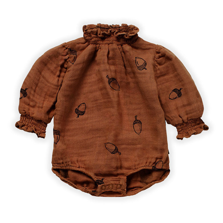 Sproet and Sprout Chestnut Acorn Tencel Romper
