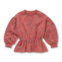 Sproet and Sprout Mauve Cherry Flower Peplum Sweatshirt