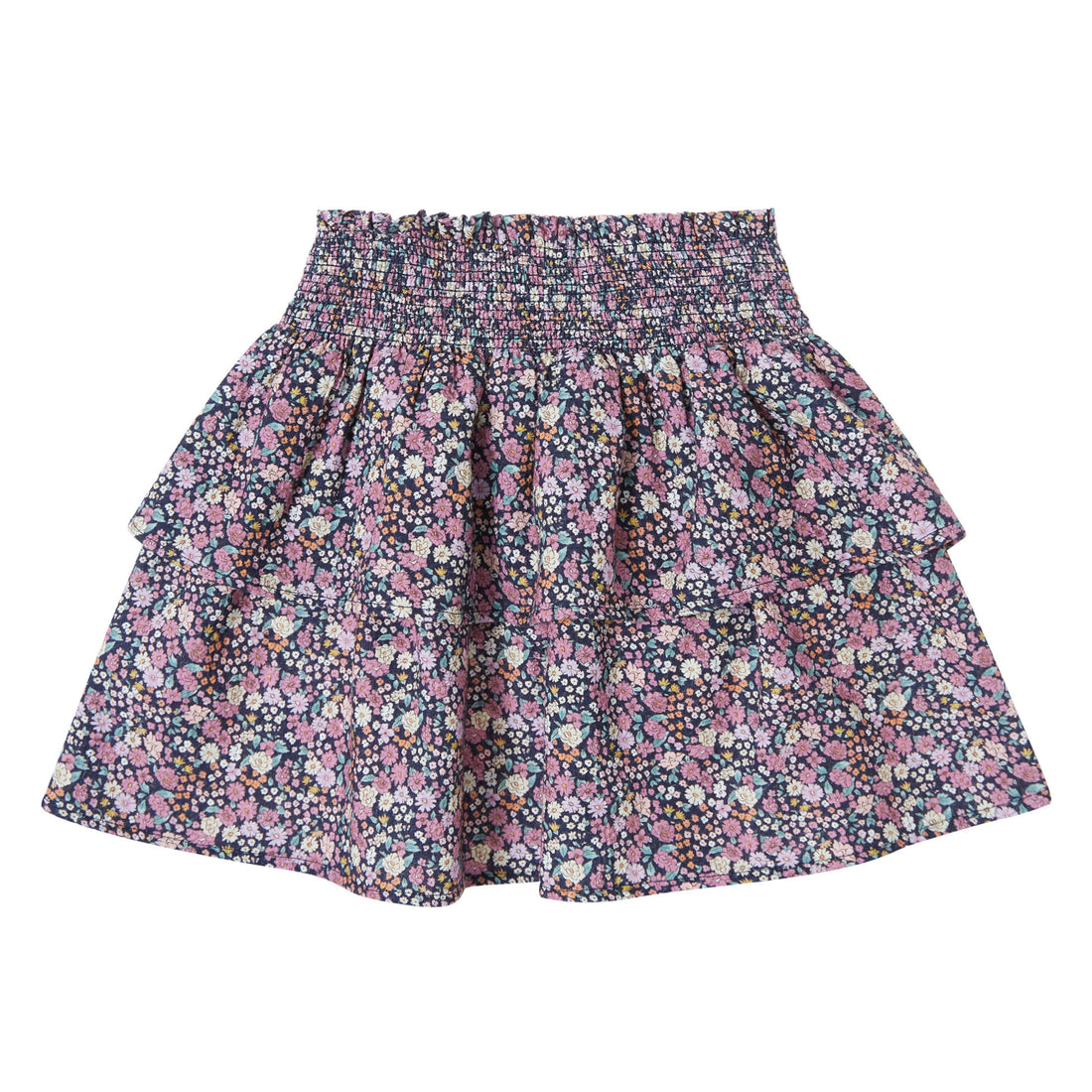 Tocoto Vintage Navy Flower Print Flared Skirt