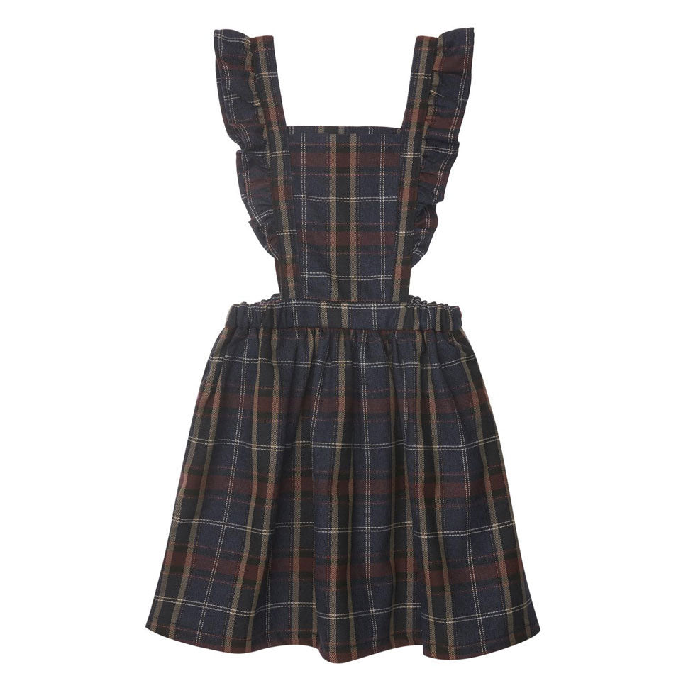 Tocoto Vintage Burdeaux Checkered Pinafore Dress