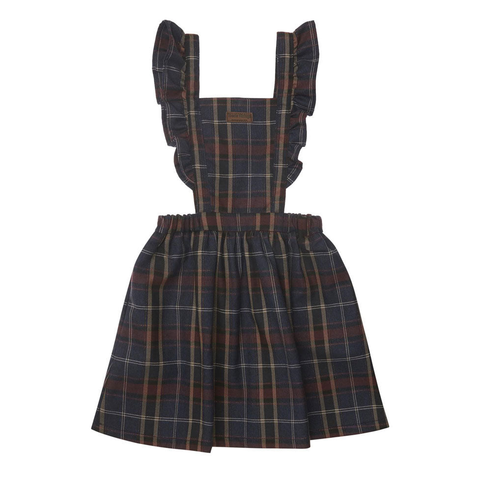 Tocoto Vintage Burdeaux Checkered Pinafore Dress